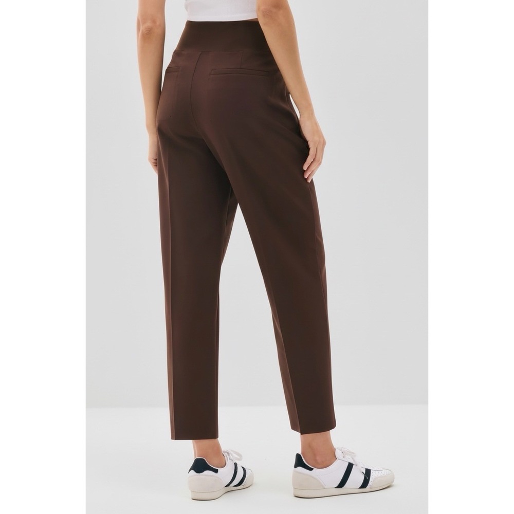 ATHLETA Endless High Rise Pant Woodland Brown Elastic Waist Zip Pockets 12 Tall